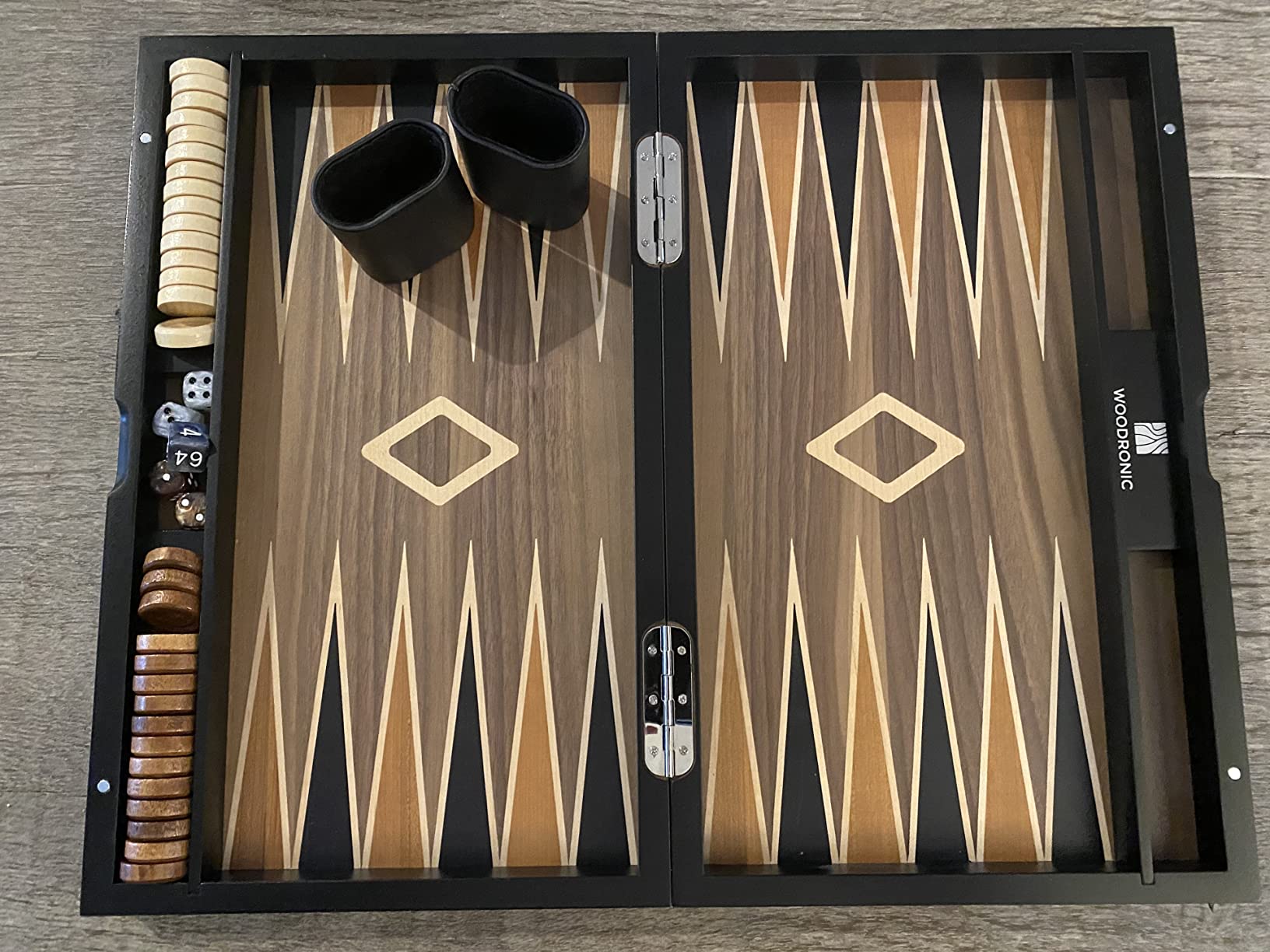 Wood Backgammon Set for Adults - 17 Inch Classic Board Game Case - Premium Folding Backgammon Set with Oversize Wooden Playing Pieces, Dices - Portable Travel Backgammon Game Set for Adults customer photo 1