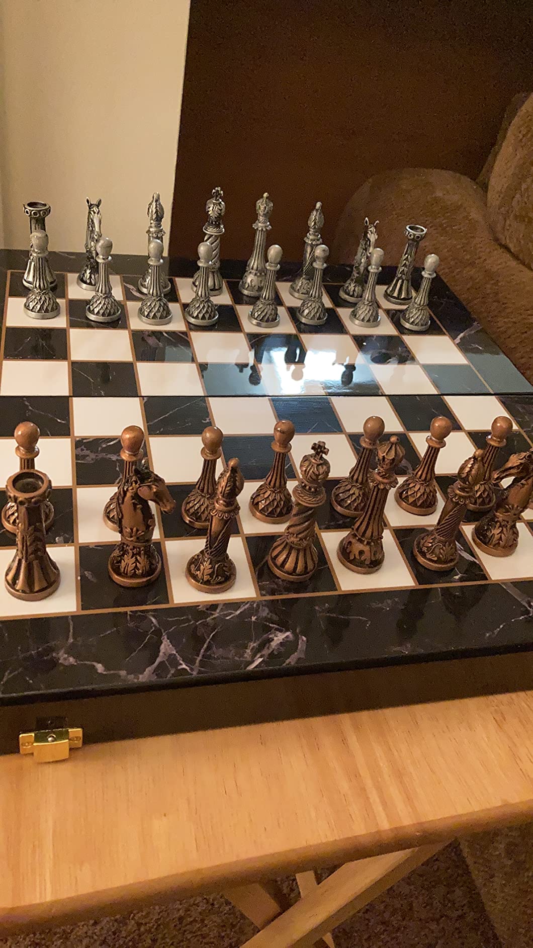 Retro Metal Chess Set for Adults and Kids - Marbling Chess Board customer photo 1