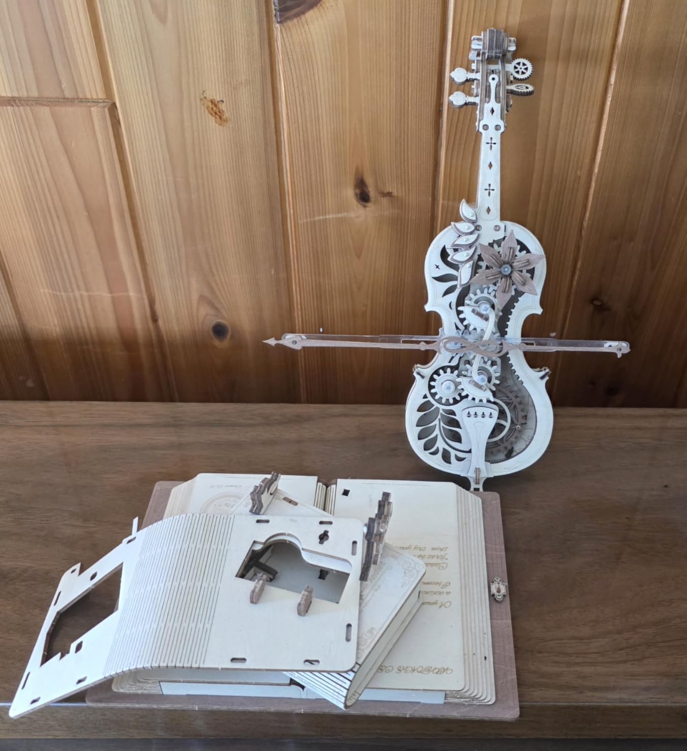 3D Puzzles for Adults 1:5 Scale Cello Model Kit with Base 199pcs Wooden Music Box Building Kit Desk Gift for Men Women Hobby for Adults customer photo 1