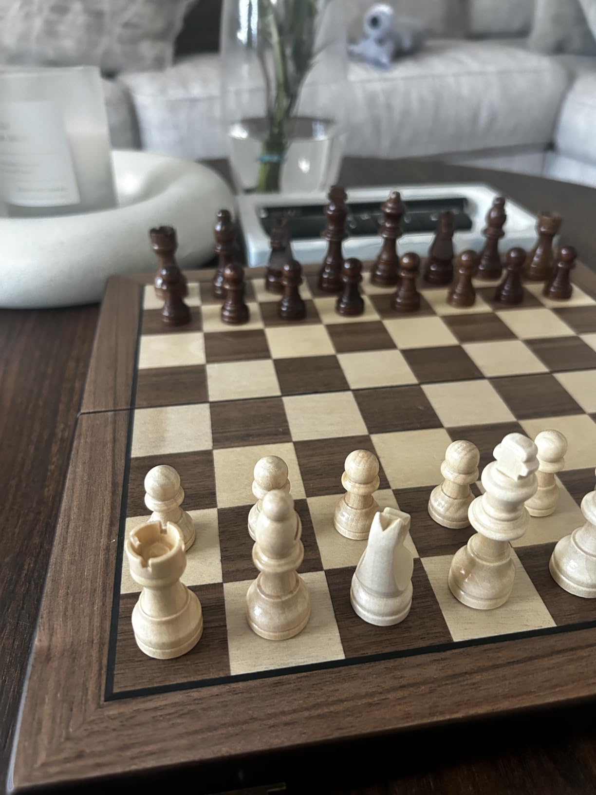 Magnetic Wooden Chess Set for Adults Kids 15'' Chess Board with Handmade Pieces, Folding Portable Travel Unique Chess Sets Game for Tournament Professional Beginner customer photo 1
