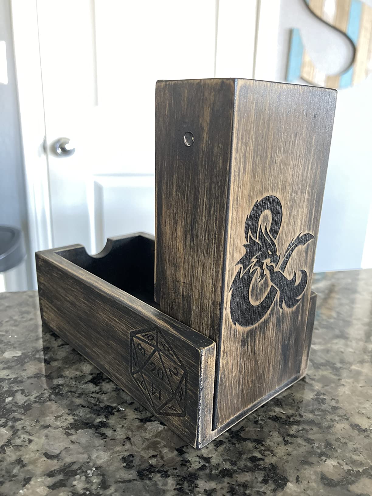 Cusdie Bamboo Dice Tower Foldable Wooden Die Roller Castle Rolling Case for Board Game, D&D, RPG(No Logo) customer photo 2