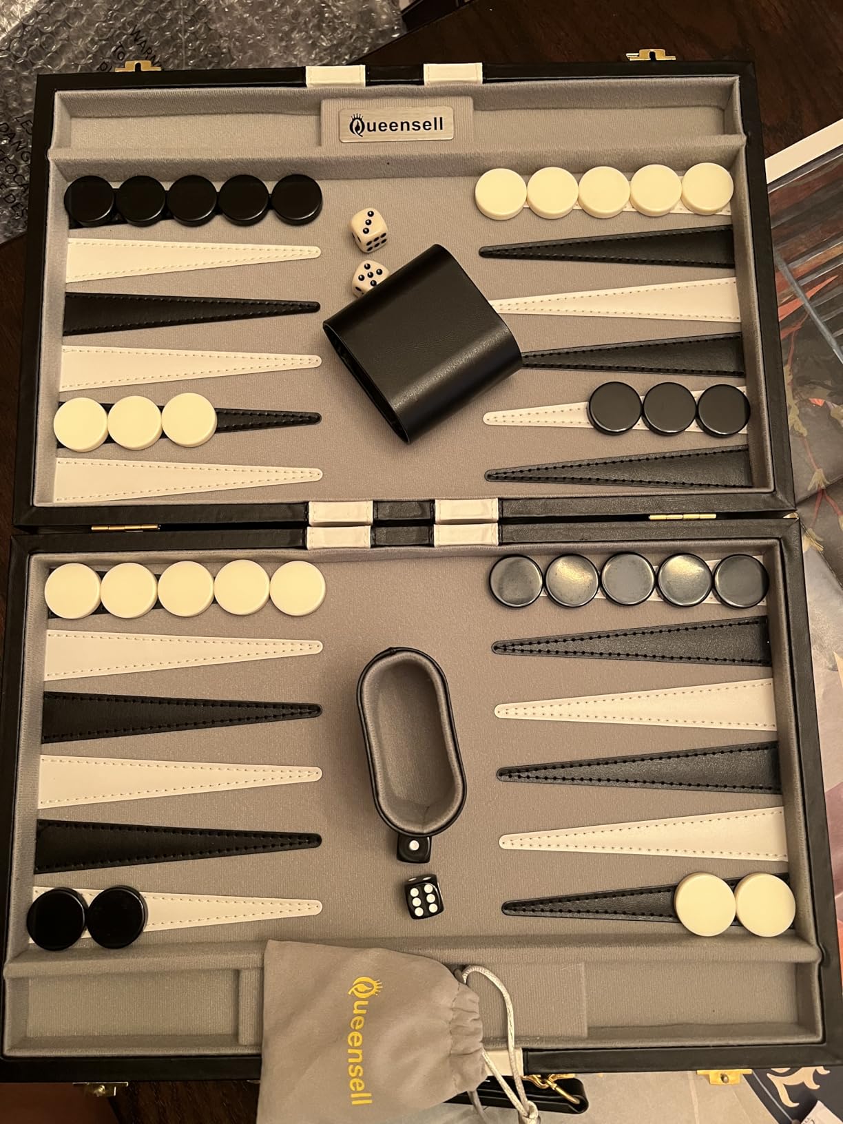 Large Backgammon Sets for Adults - Classic Board Games for 2 Players Adults and Kids - Premium Backgammon Set 15 inch Board and 32 Backgammon Pieces in Quality PU Leather Case - Gift for Man (Turquoise) customer photo 1