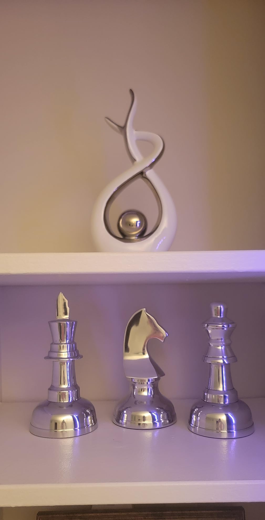 Deco 79 Aluminum Metal Chess Decorative Sculpture King, Knight, Bishop Home Decor Statues, Set of 3 Accent Figurines 9