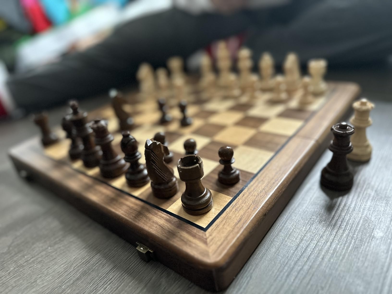Chess Armory Wooden Chess Set 15 Inch - Premium Walnut Wood Handcrafted Game Board for Adults and Kids with Extra Queen Pieces and Storage Box - Ideal for Home and Travel - Non-Magnetic customer photo 2