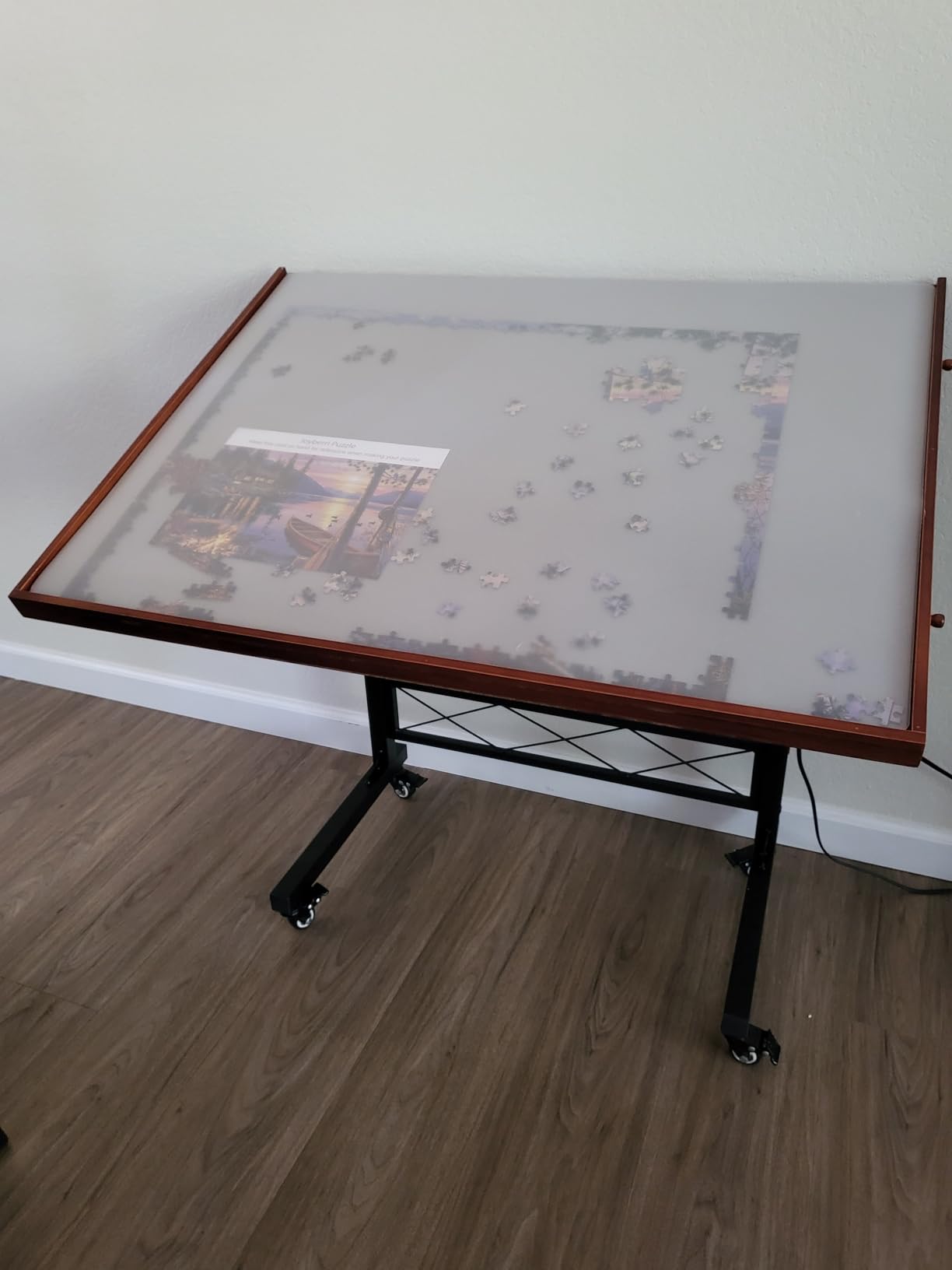 JoyBerri Puzzle Station - 1500 Piece Jigsaw Puzzle Table with Drawers & Adjustable Legs, Portable & Height Adjustable for All Ages, Includes Station Cover & Bonus 1000 Piece Puzzle customer photo 2
