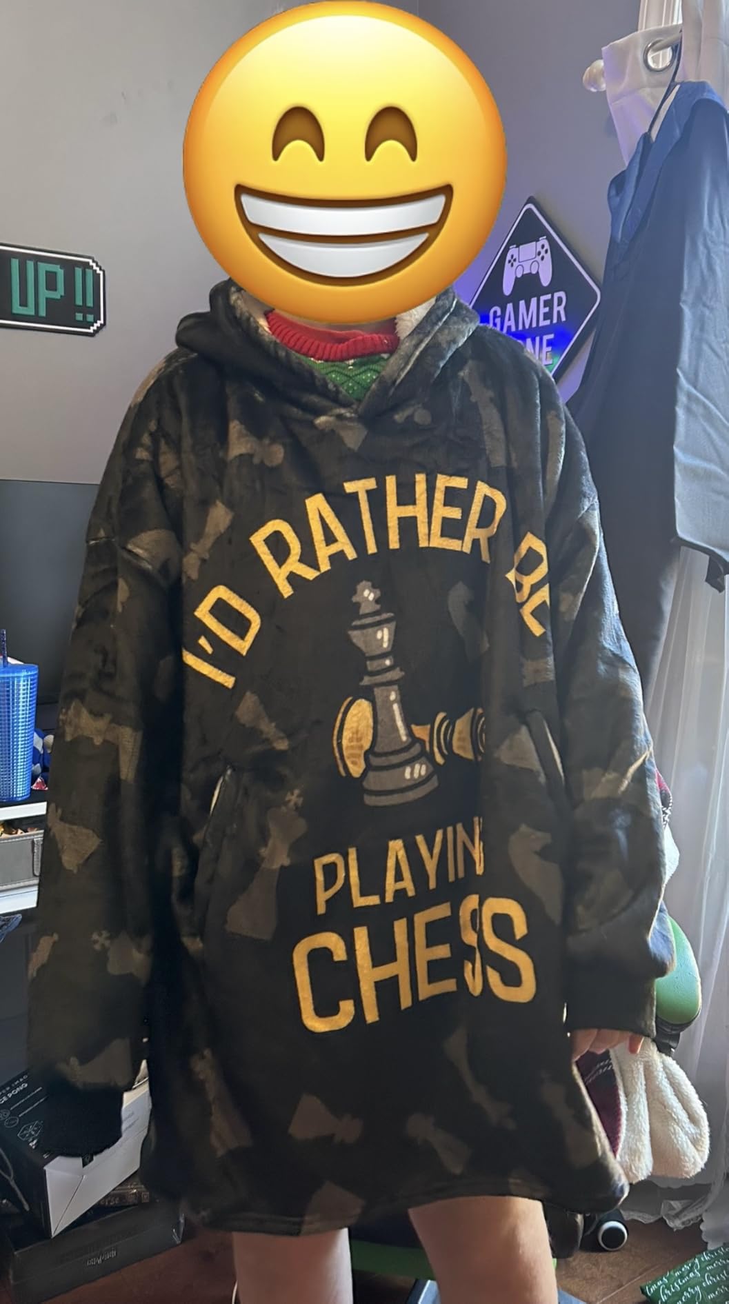 Chess Gifts for men, Wearable Flannel Chess Blanket Hoodie, Super Soft Warm Cozy with Two Large Pocket customer photo 1