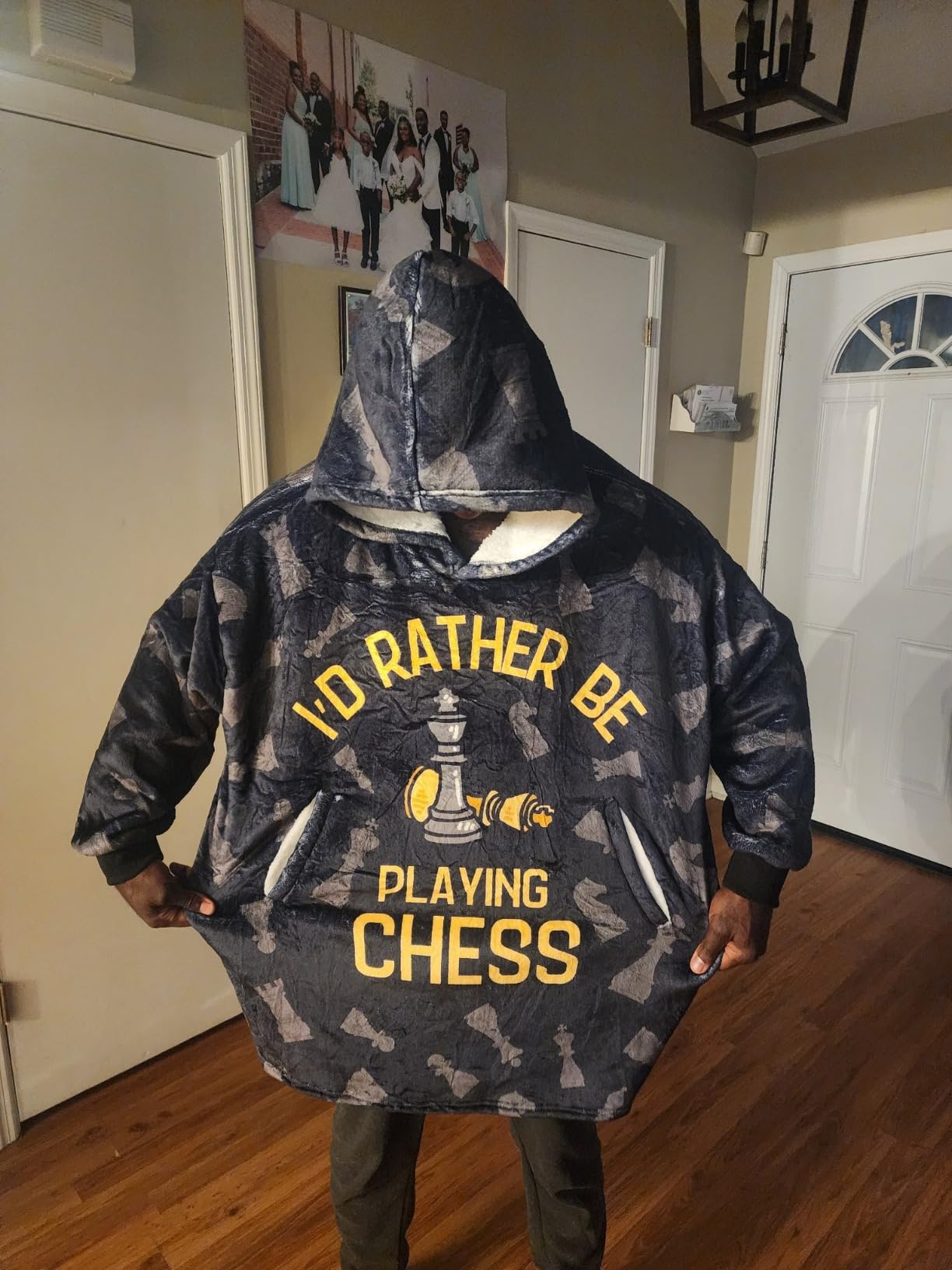 Chess Gifts for men, Wearable Flannel Chess Blanket Hoodie, Super Soft Warm Cozy with Two Large Pocket customer photo 2