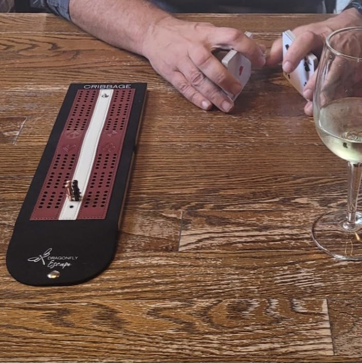 Travel Cribbage Game Board | Lightweight Portable Travel Cribbage Board Set | Travel Games for Adults (Wine & White) customer photo 1