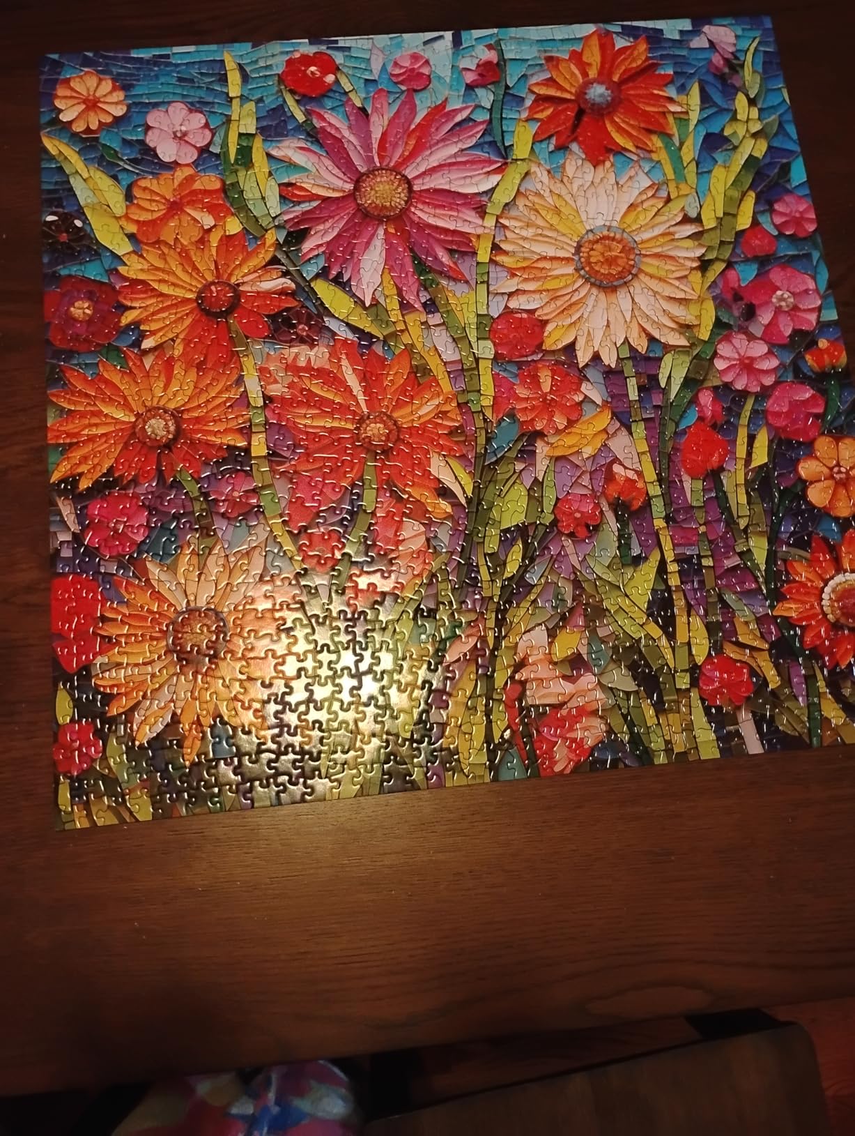 Bgraamiens-Mosaic Art Flowers-1000 Pieces Puzzle for Adults, Stained Glass Jigsaw with Flowers, Impossible Puzzle Color Challenge Hard Puzzles for Adults customer photo 2