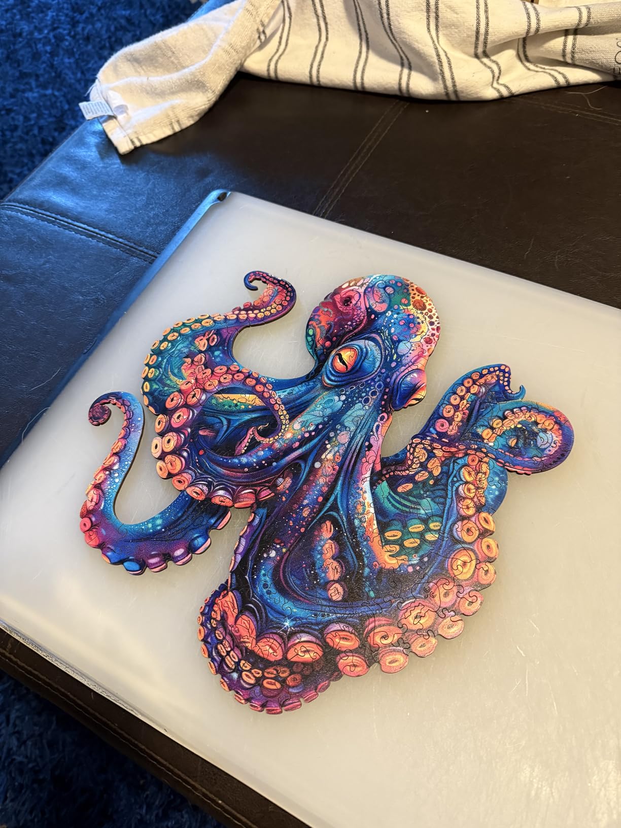 Qiuenisray 500 Piece Puzzles for Adults, Wooden Octopus Jigsaw Puzzles, FSC Certified Cool Puzzles, Unique Shape Ocean Puzzle Piece, Wall Decor, Wood Puzzles Creative Gift for Family Game 16.9x16.9 in customer photo 2