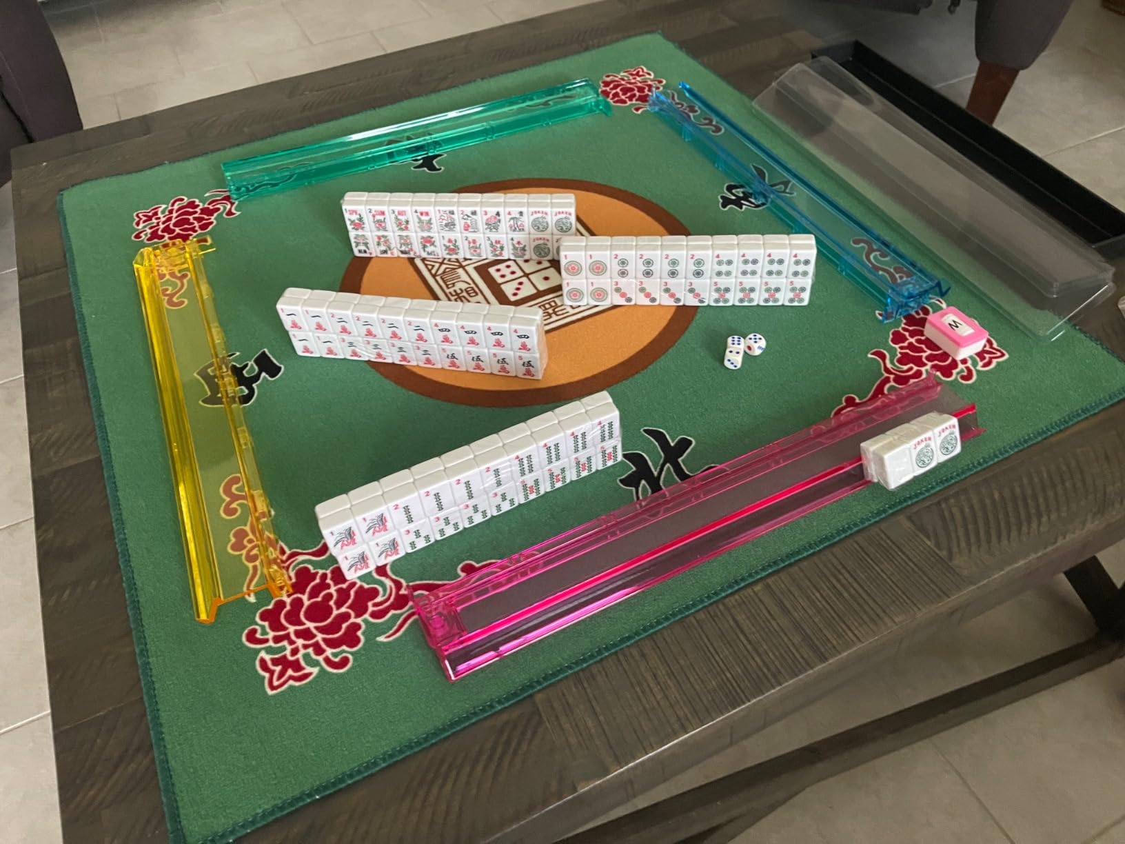 Jongyance American Mahjong Set with Blue Carrying Bag, 166 White Tiles, 4 All-in-One Rack/Pushers customer photo 2