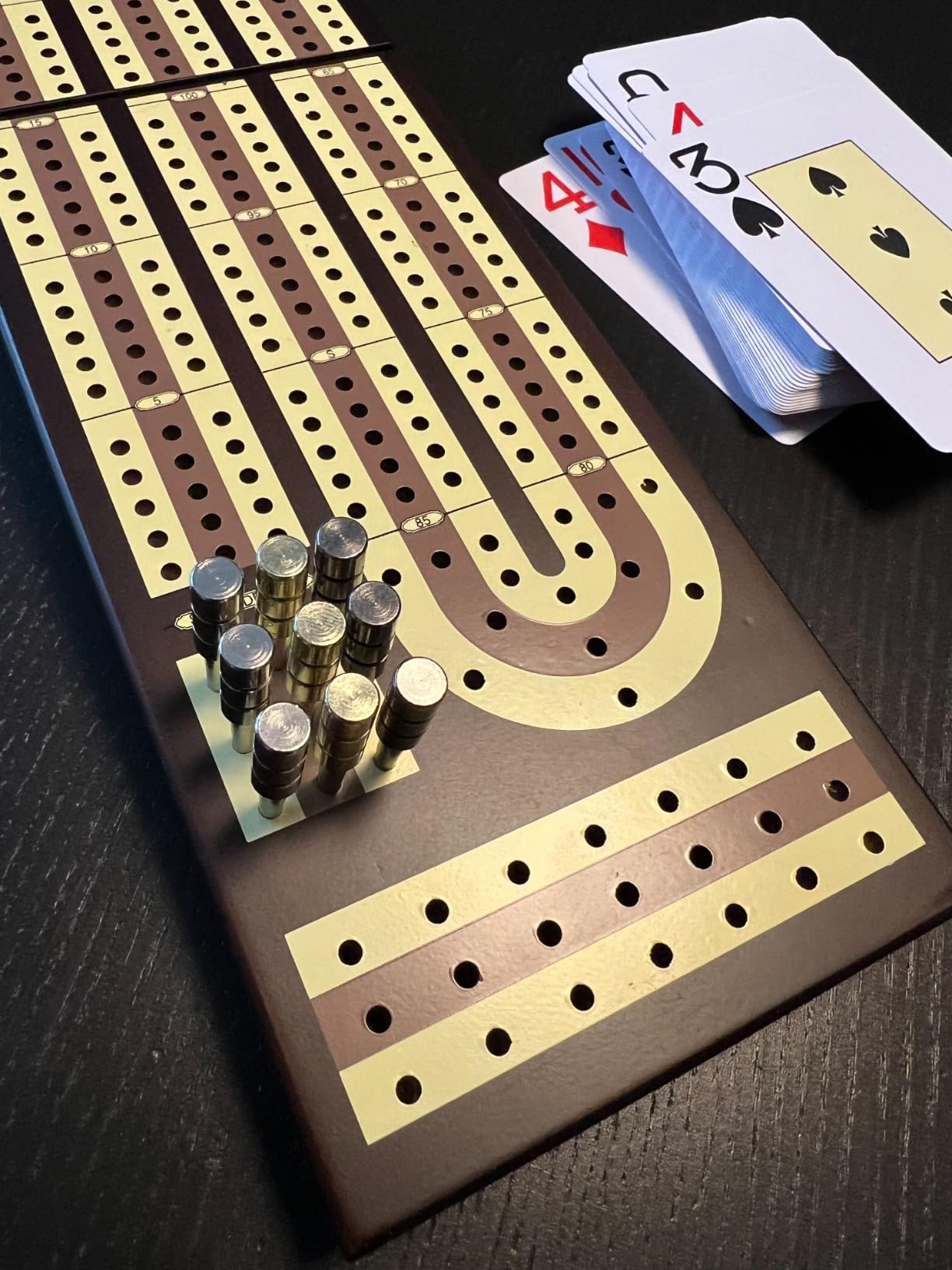 ESENHARBER Cribbage Board Game Set, Premium Wooden Board with Magnetic Lock and Metal Pegs, 2 Playing Cards, and Large Storage - Travel-Friendly Continuous 3 Track Board customer photo 2