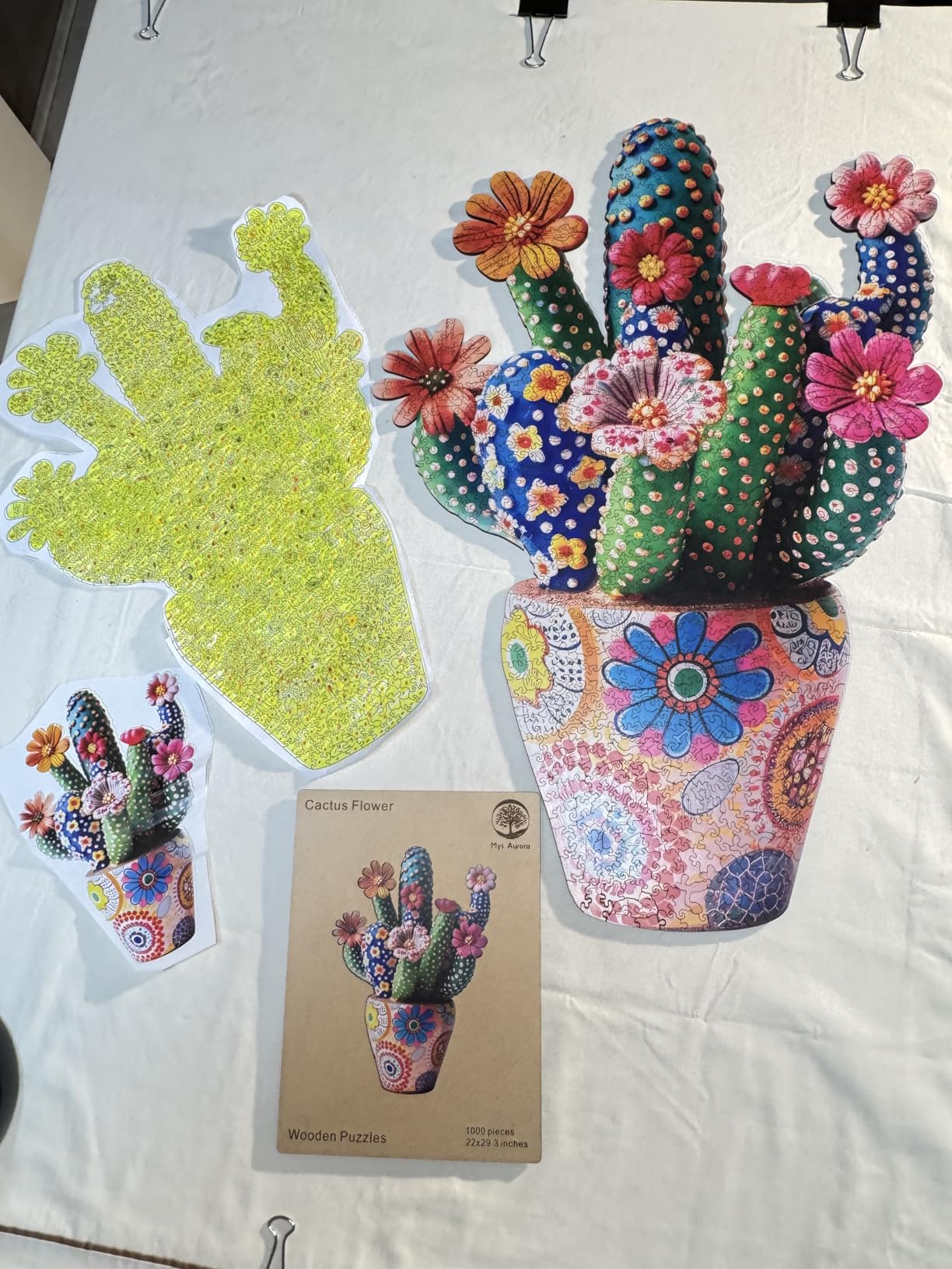 Mys Aurora Puzzles for Adults Cactus Flower Wooden Puzzles, 500 Pieces Unique Shaped Jigsaw Puzzles, Birthday for Family Adults, Fun Challenge Game 16.7'' x 23.4'' customer photo 1