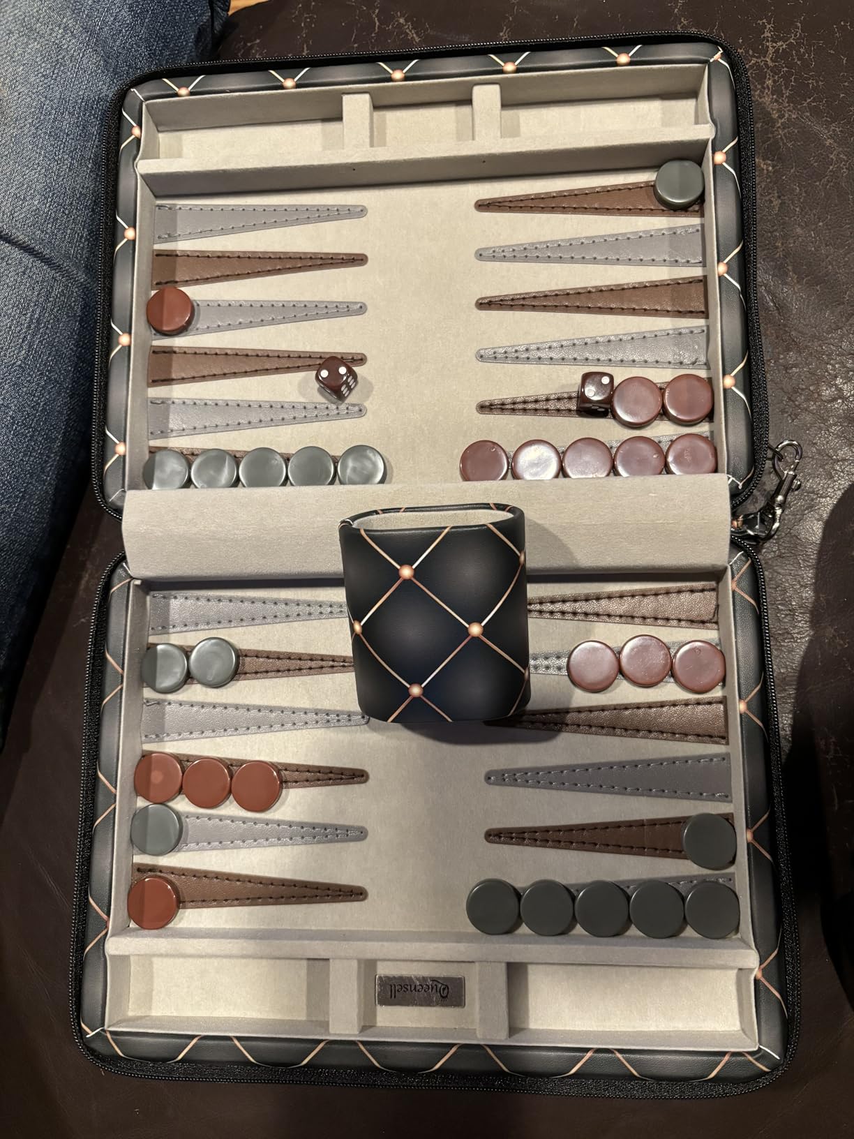 Magnetic Travel Backgammon Sets for Adults - Quality PU Leather Backgammon Board Game for Adults and Kids - 14