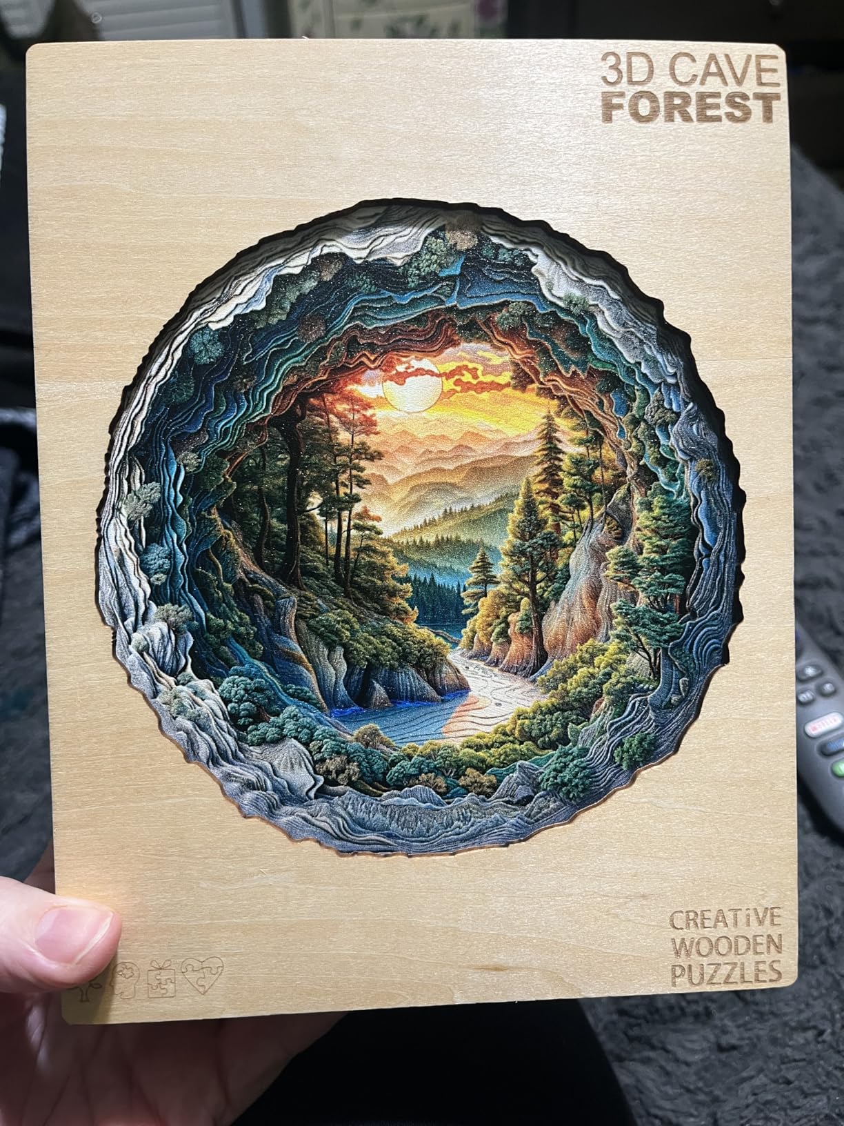 300 Pieces Wooden Puzzles, 3D Cave Forest Puzzle, Unique Animal Shaped Wood Challenging Jigsaw Puzzles Ideal for Adults, Premium Wood Gift Box 13.4x13.3in customer photo 1