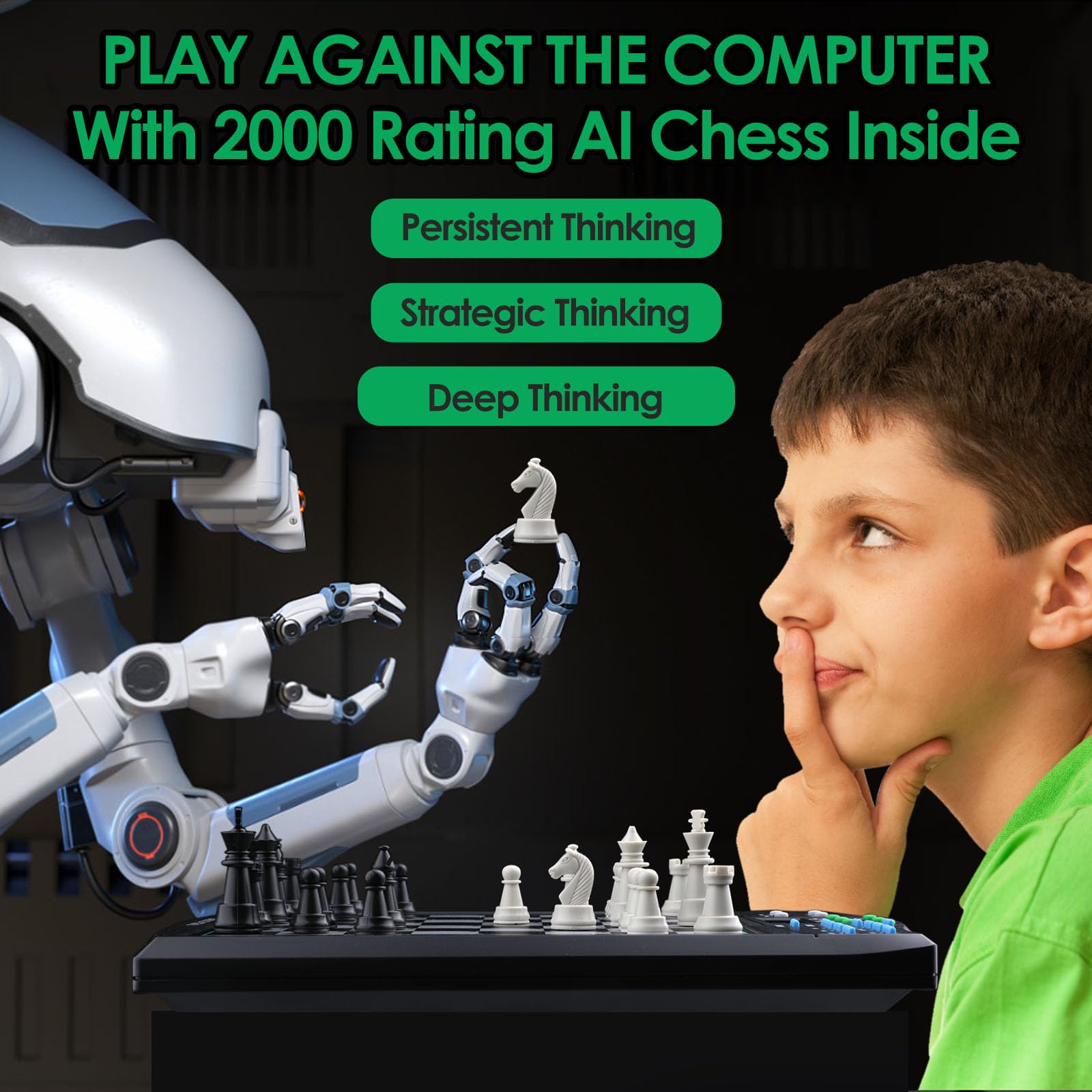 Talking Chess Academy Electronic Chess Board, Smart Chess Board with Voice Teaching System, Computer Chess Game with Strong Magnetic Pieces, 1-2 Player, Electronic Chess Set - Simple Portable Travel customer photo 2