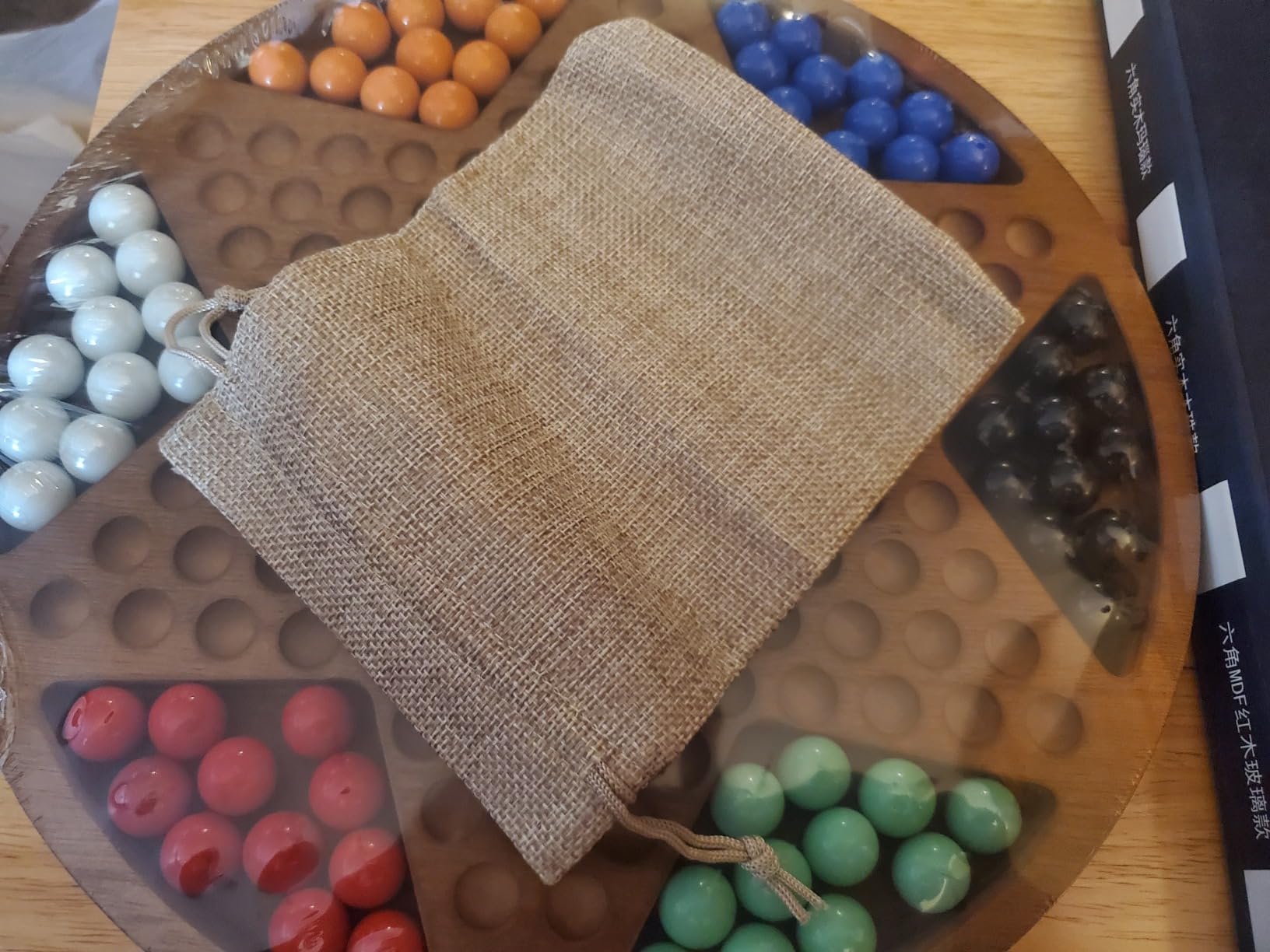 12-Inch Wooden Chinese Checkers Set - Classic Round Design with 60 Acrylic Marbles in 6 Vibrant Colors - Includes 12 Bonus Spare Marbles - Family Strategy Board Game for Kids and Adults customer photo 1