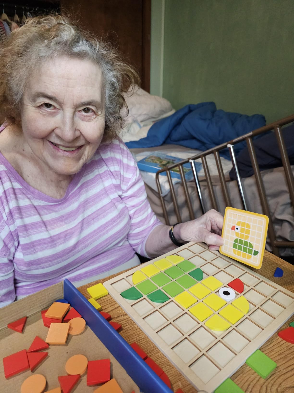 Dementia Activities for Seniors, 120 Pieces Wooden Matching Puzzle Games for Elderly, Alzheimers Products for Older Adults, Shape Puzzle Memory Game for Adults Dementia Patients customer photo 1