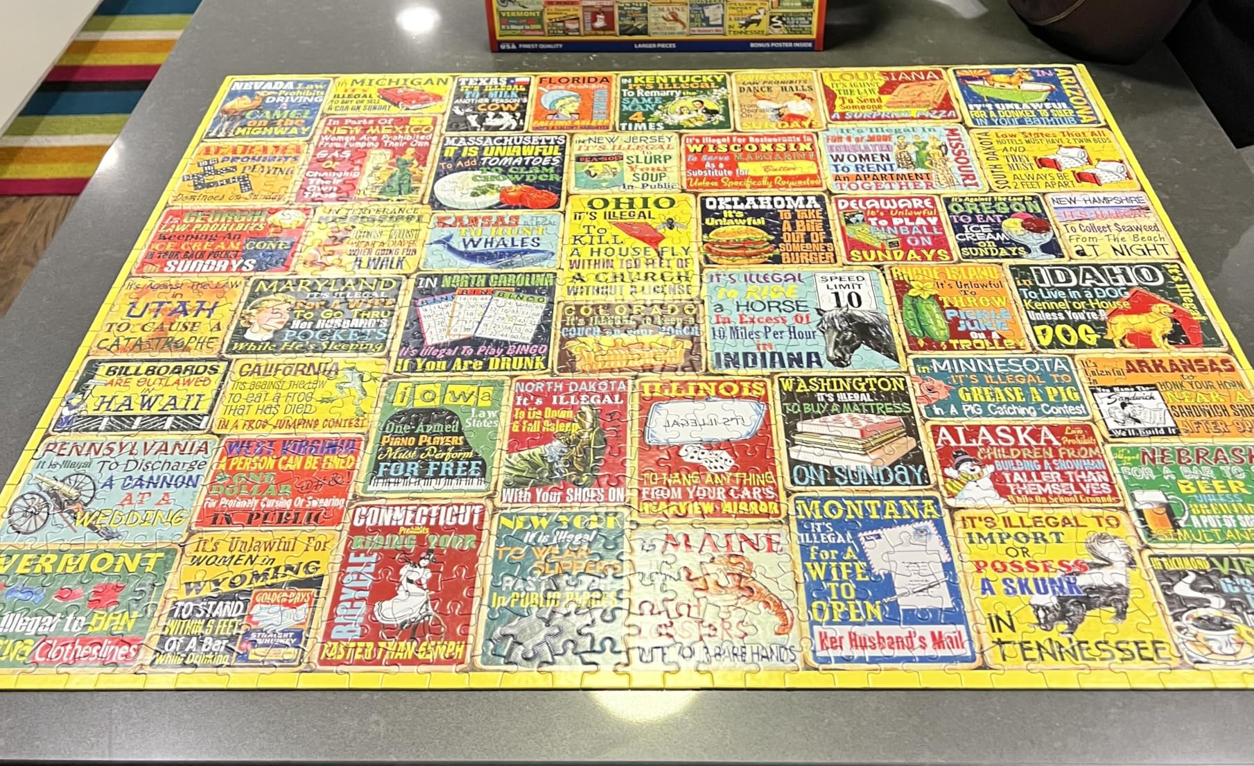 White Mountain 1000 Piece Jigsaw Puzzle Funny Rules Collage Puzzles with Large Pieces Gift for Adults and Family 24