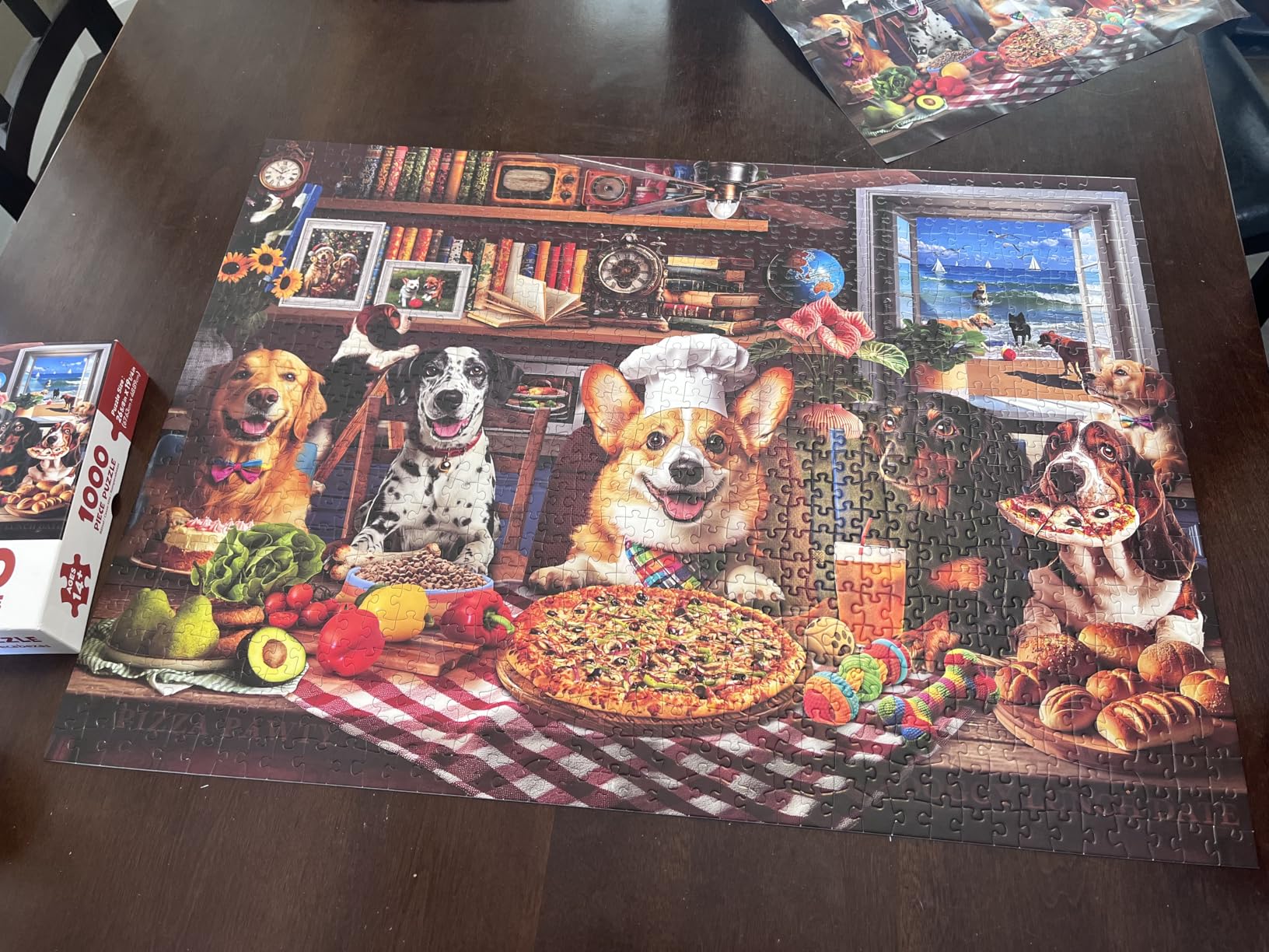 BenBen Puzzles for Adults 1000 Pieces, Dogs' Dinner Party, Dog Jigsaw Puzzle with Patterns on Back, Funny Animal Puzzle, Challenging Puzzles for Family Game Night, Home Decor customer photo 1