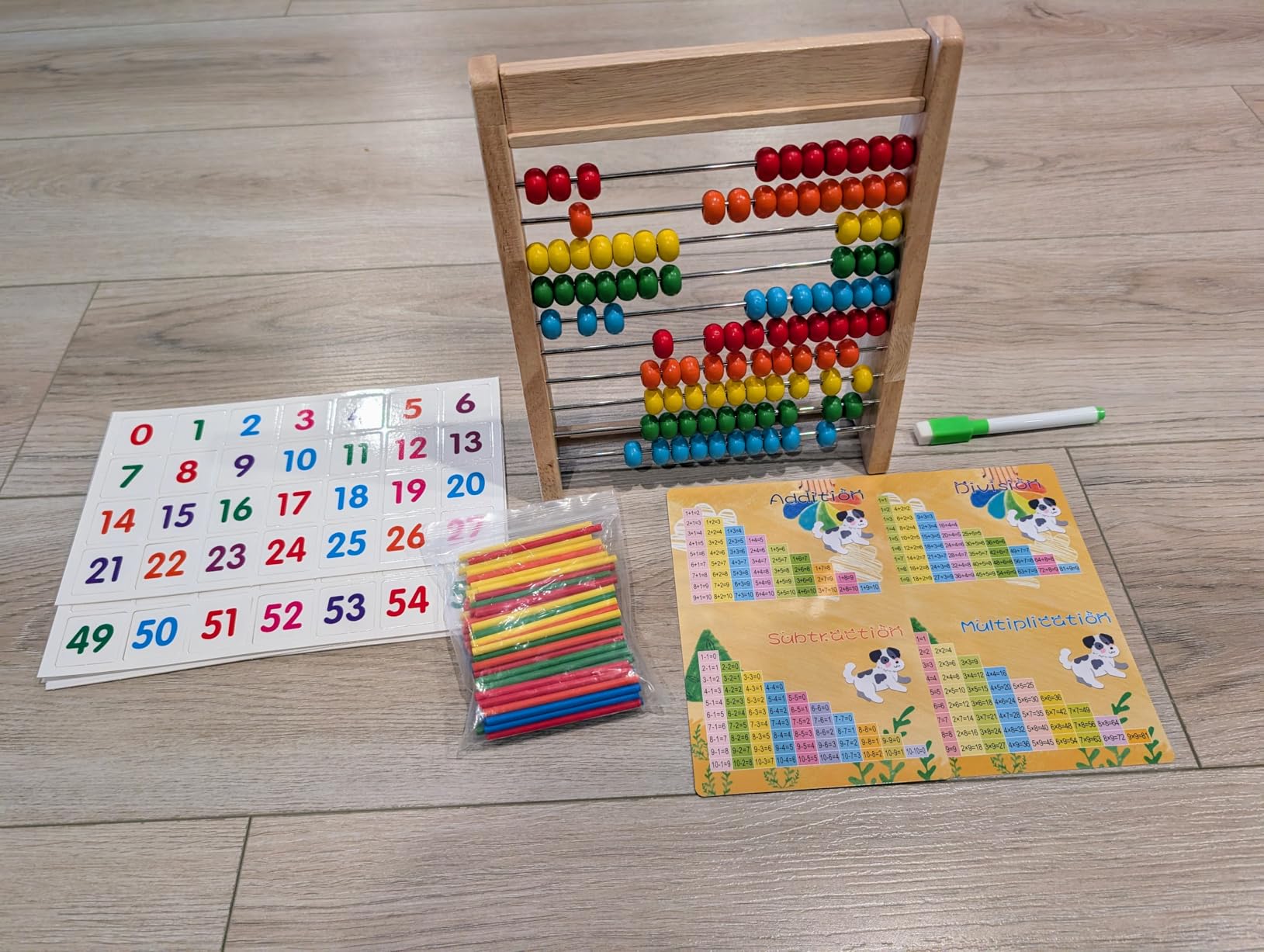 Wooden Abacus for Kids Math - 10-Row Counting Toy with 100 Beads, Number Cards & Counting Sticks, Educational Counters for Kids Math Gift for Age 3 4 5 6 7 Year Old Boy Girl customer photo 2