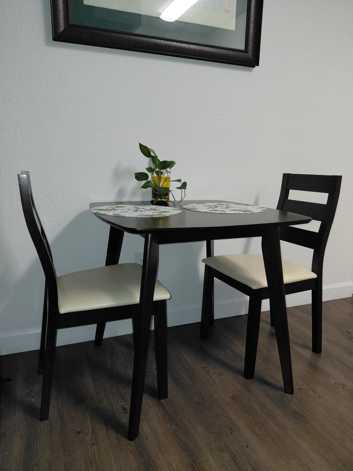 Giantex Small Dining Table Set for 2, Wood Square Kitchen Table and 2 Dinner Chairs with Upholstered Seat & Curved Backrest, Space-Saving Dinette Set for Small Space customer photo 1