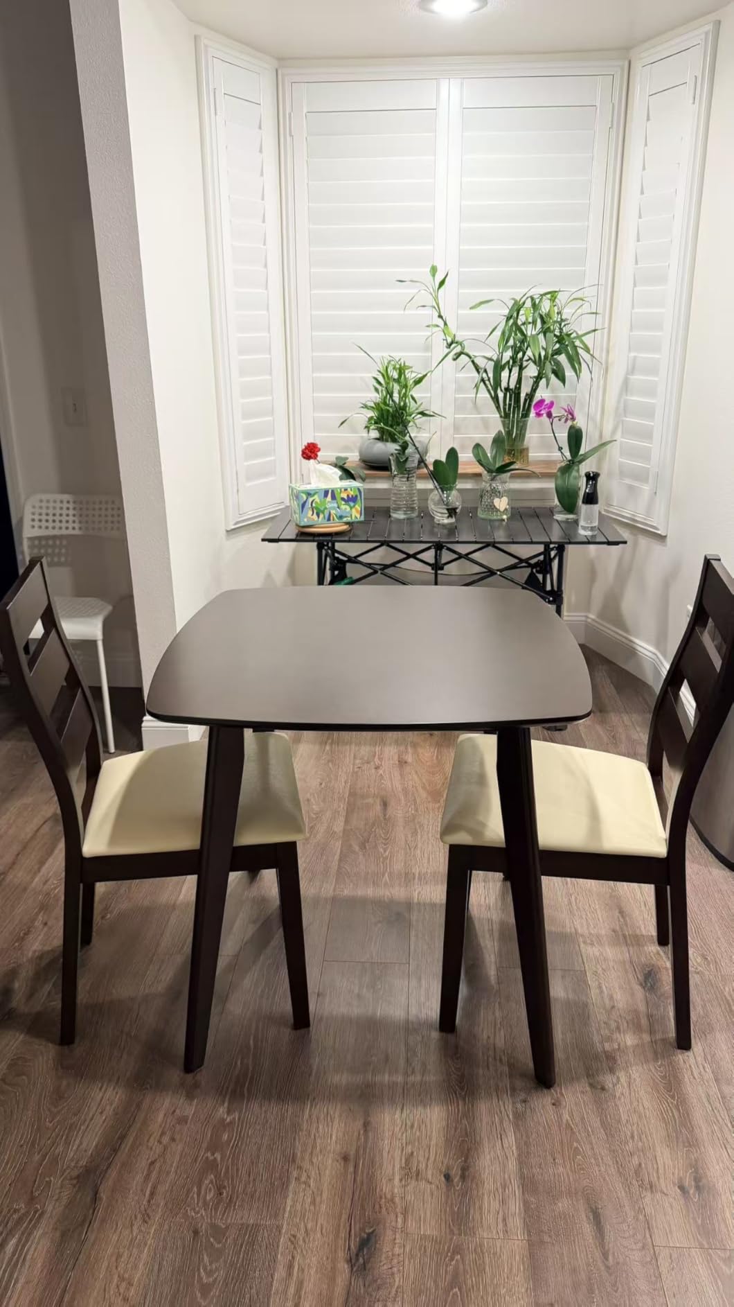 Giantex Small Dining Table Set for 2, Wood Square Kitchen Table and 2 Dinner Chairs with Upholstered Seat & Curved Backrest, Space-Saving Dinette Set for Small Space customer photo 2