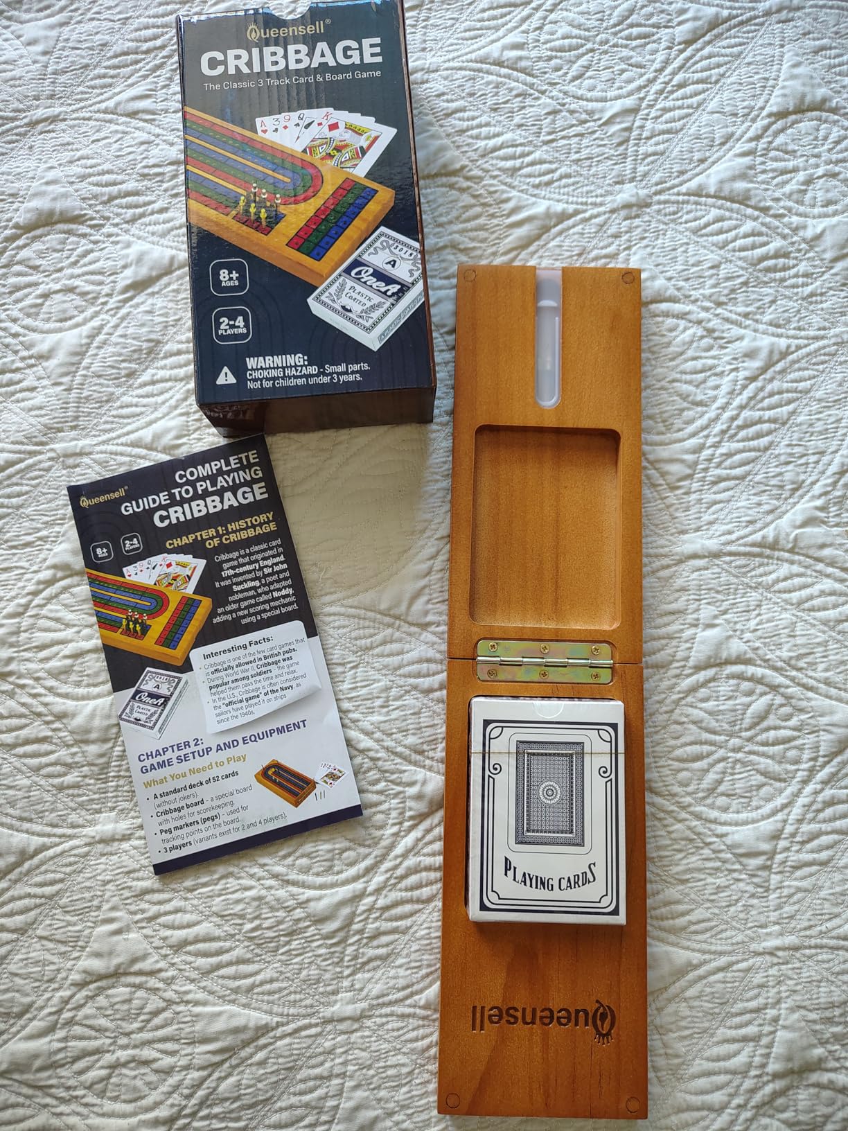 Cribbage Board Game Set with Storage - Classic Game Travel Cribbage Board with Wooden Card Storage for Adults & Kids - Ideal for Game Night customer photo 1