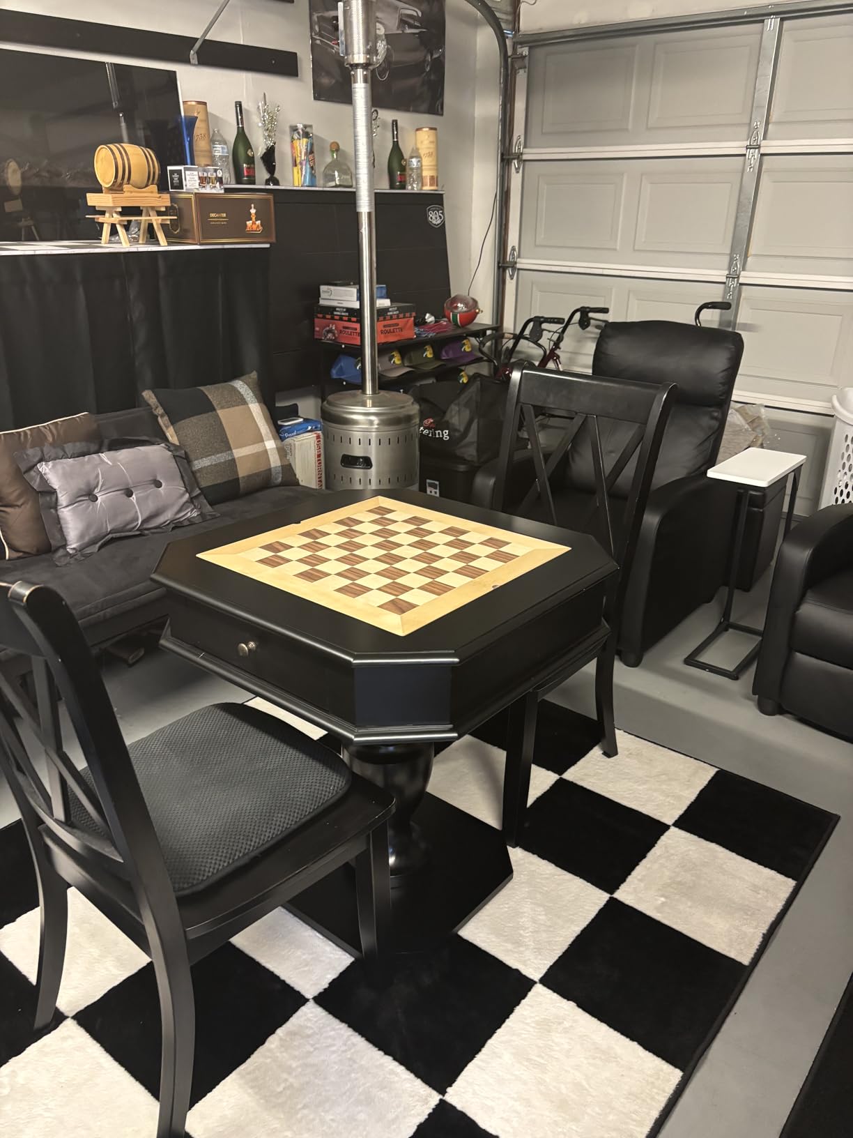 Reversible Chess Checker Game Table w/Game Tray (Chess Fingures Not Included),Exquisite and Practical, Smooth, with Drawer (Cherry) customer photo 1