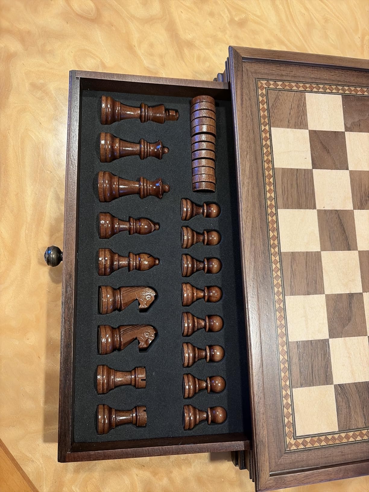Peradix Magnetic Chess and Checkers Set with 2 Built-in Storage Drawers, 15