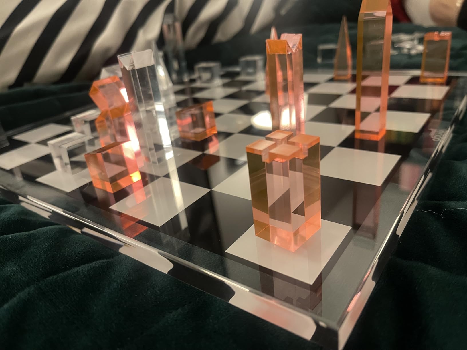 Acrylic Chess Set for Decor and Playing - Modern Pink Chess - Colorful Chess - Age 8+ customer photo 1