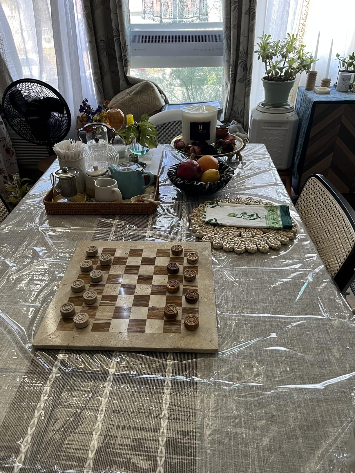 Marble Checkers Set 15 Inches Handmade Oceanic & Travertine Checkers Board Game with Checker Pieces - Board Games for Adults, Game Table Accessories, Gifts & Home Decor customer photo 2
