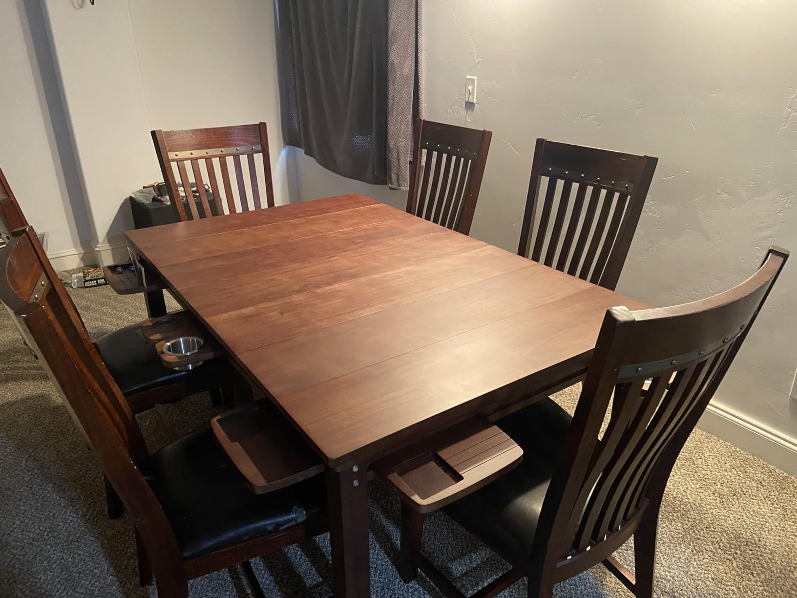 Convertible Board Game Table for 4-6 Players, Spacious Gaming Space w/Clean-Edge Table Top, Non-Slip Play Mat, Cup Holder & Game Tray, Dining Table w/Storage for DND, Poker Card, Family Dinner customer photo 1