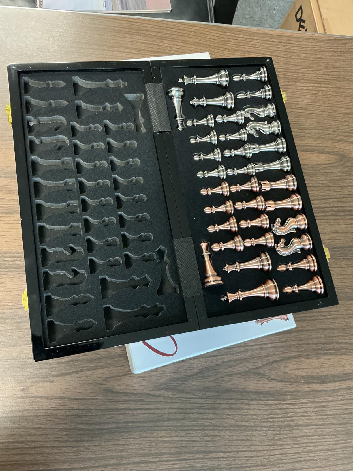 Luxury Metal Chess Set with 15 Inch Wooden Chess Board | Weighted Metal Chess Pieces | 2 Extra Queens | Professional & Tournament Style Chess Set for Adults | Elegant Game Room & Office Decor customer photo 1