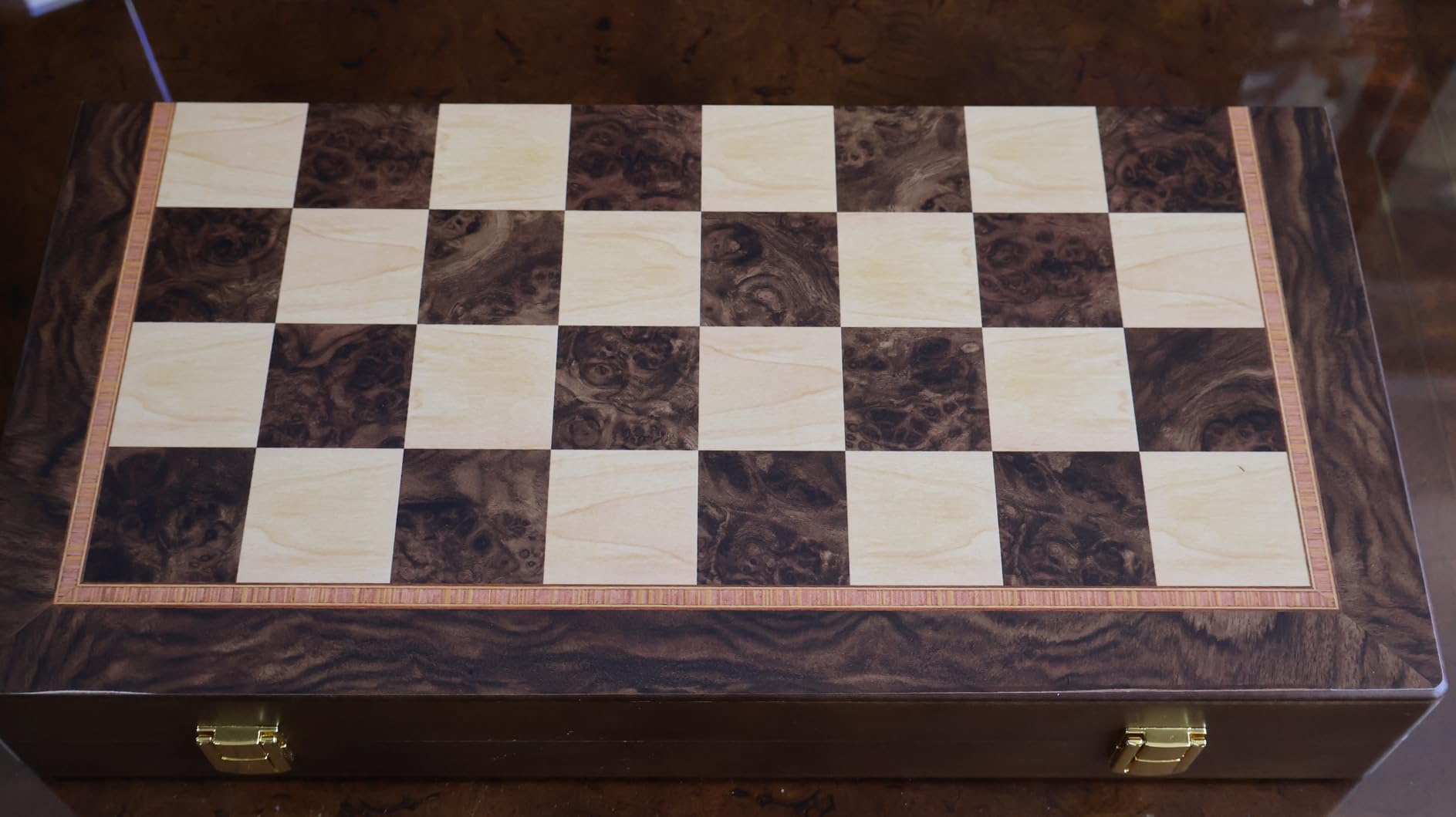 Luxury Large Chess Set 17 Inch Wooden Chess Board with Metal and Acrylic Chess Pieces, 3.5