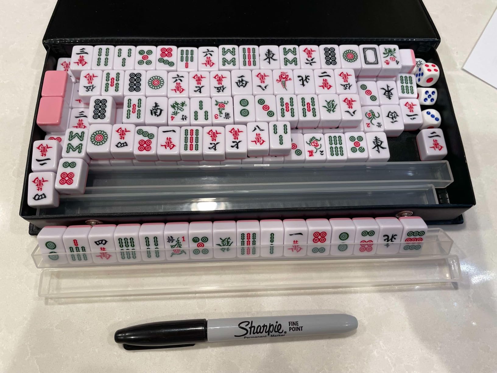 drizzle American Travel Mahjong Set Mini 20mm with Instructions - Portable 166 Tiles - for Beginners with 4PCS Racks 2 Pounds customer photo 1