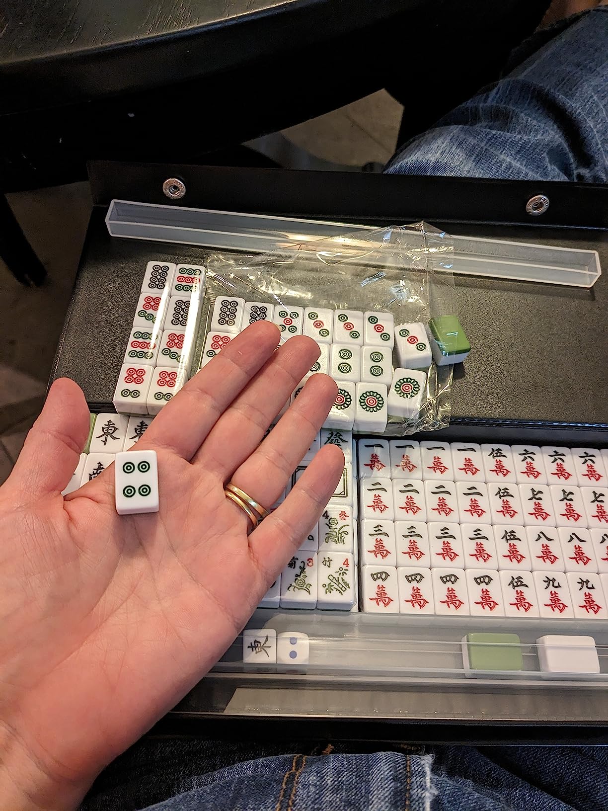 drizzle American Travel Mahjong Set Mini 20mm with Instructions - Portable 166 Tiles - for Beginners with 4PCS Racks 2 Pounds customer photo 2
