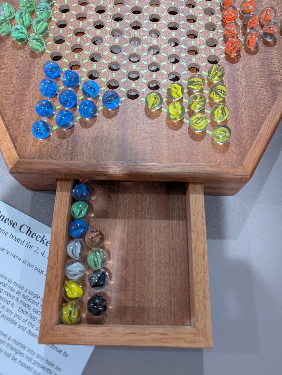 15-Inch Wooden Chinese Checkers Board Game Set - Classic Strategy Game with 72 Glass Marbles, Dual-Sided Storage Drawer, Family Board Games for Adults, Educational Travel and Indoor Game customer photo 1