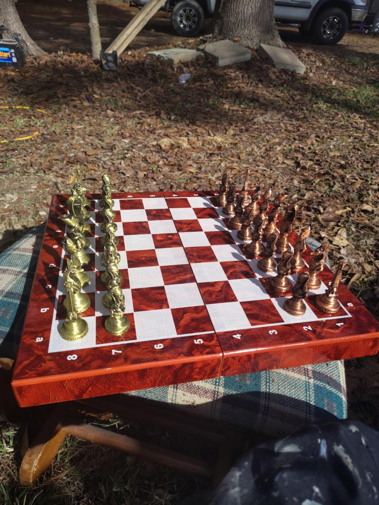 Large Egyptian Metal Chess Set for Adults - 15 Inch Foldable Wooden Chess Board with Weighted Antique Chess Pieces - Vintage Luxury Game Gift for Collectors, Classic Board Game customer photo 2