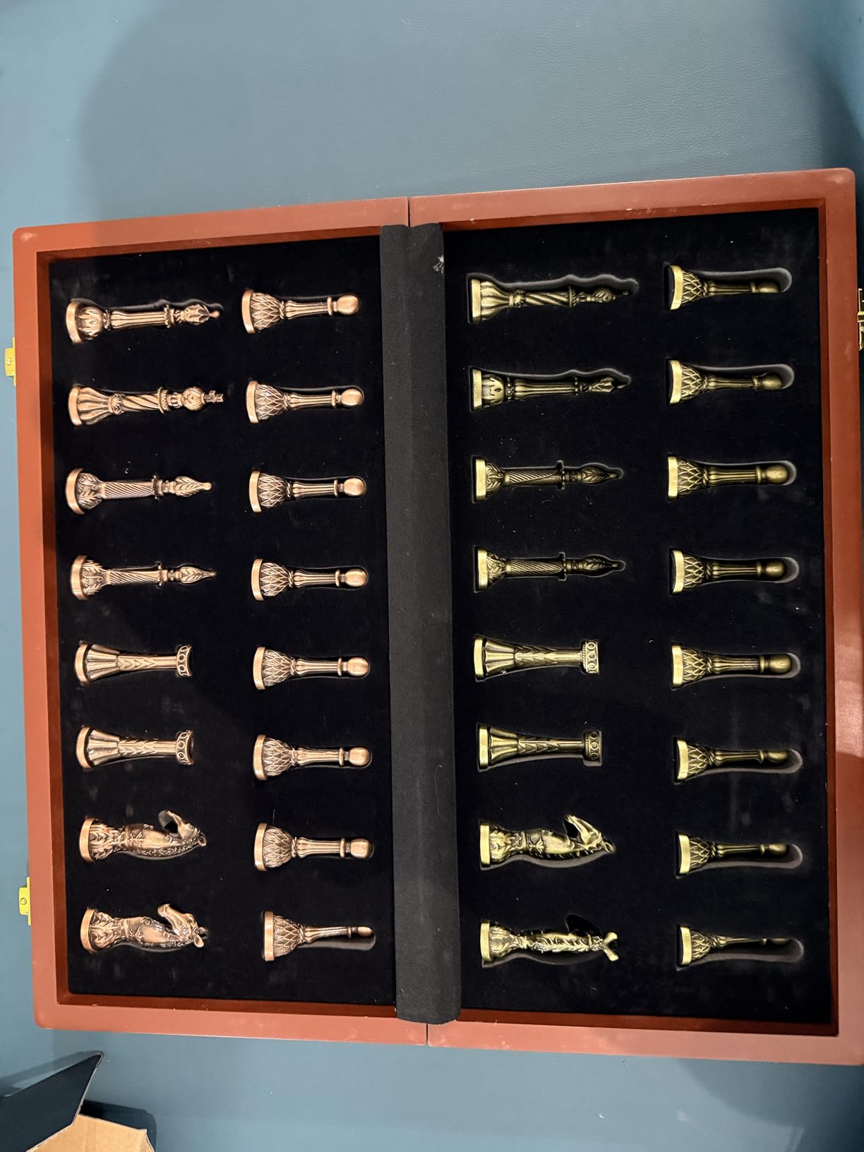 Vintage Metal Chess Set for Adults & Kids - Folding Marbling Chess Board with Storage - Elegant Travel Chess Set with Weighted Metal Pieces - Classic Board Game Gift & Home Décor customer photo 1