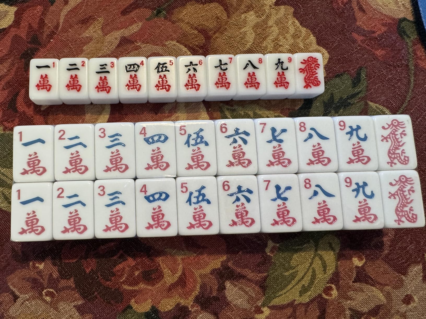 Mini Mahjong Set, American Mahjong Game Set with 166 Pink Tiles (0.94''/24mm), 4 Racks & Thickened Blue Printed Bag, Portable Travel Mahjong Tiles Set customer photo 1