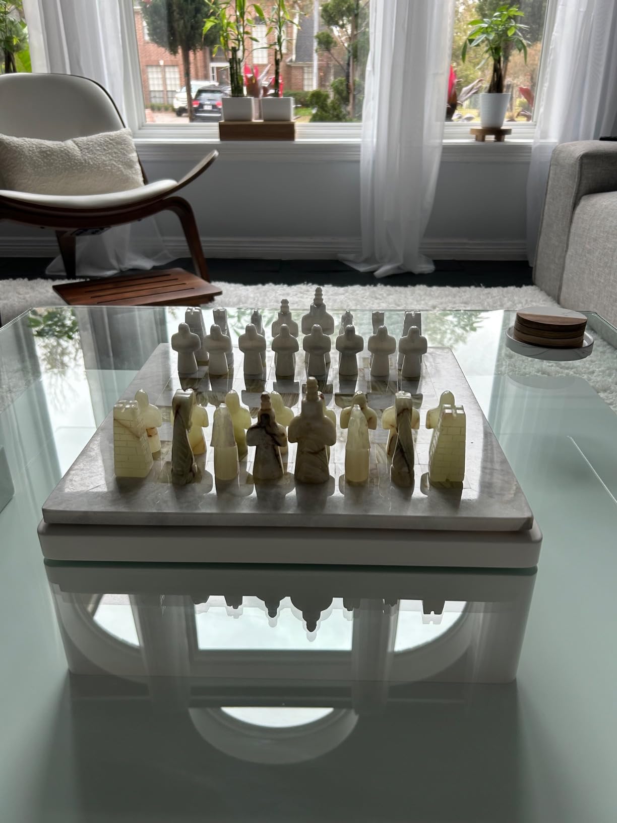 Radicaln Marble Antique Chess Set with Storage Box 15 Inches Oceanic and Black Handmade Board Game, 2 Player Classic Chess Sets for Adults Board & 32 Chess Pieces customer photo 2