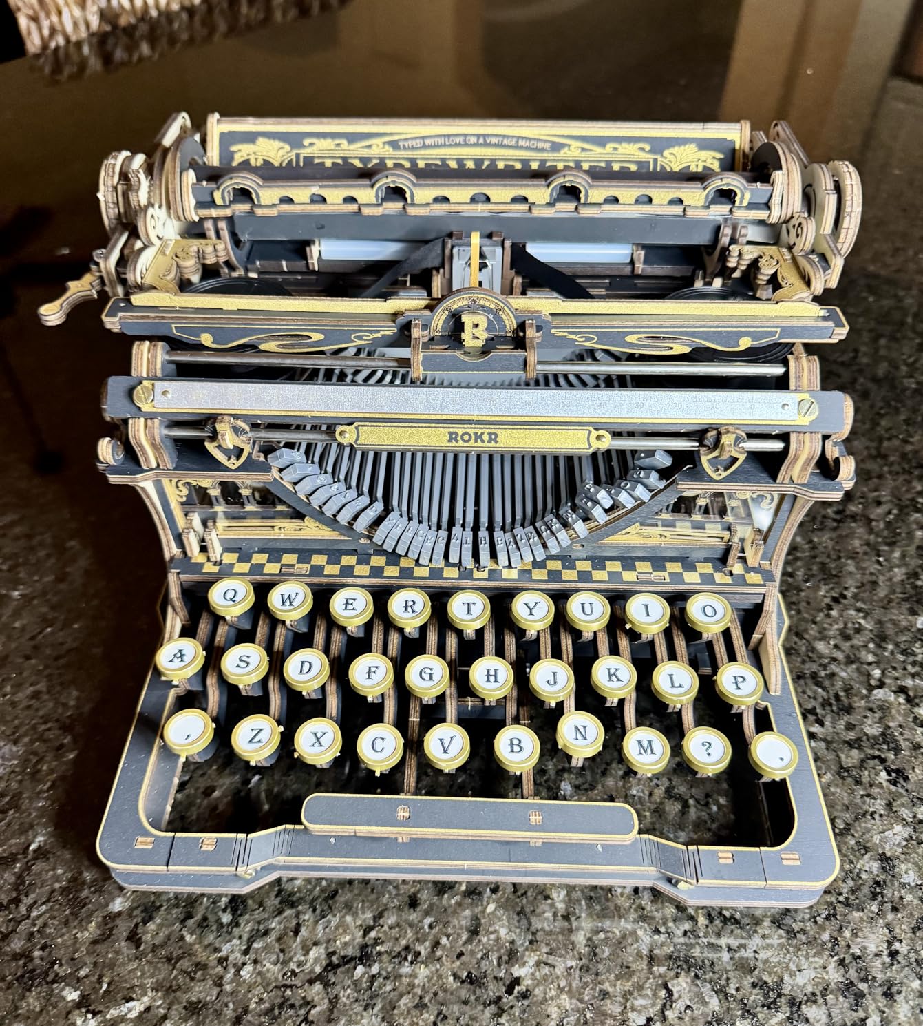 Mechanical Typewriter 3D Wooden Puzzle for Adults- Vintage Model Kit, No Glue, 324 PCS, 12H Assembly, Building Project, Retro Desk Home Decor, Unique Gifts for Writers (Classic Version) customer photo 1