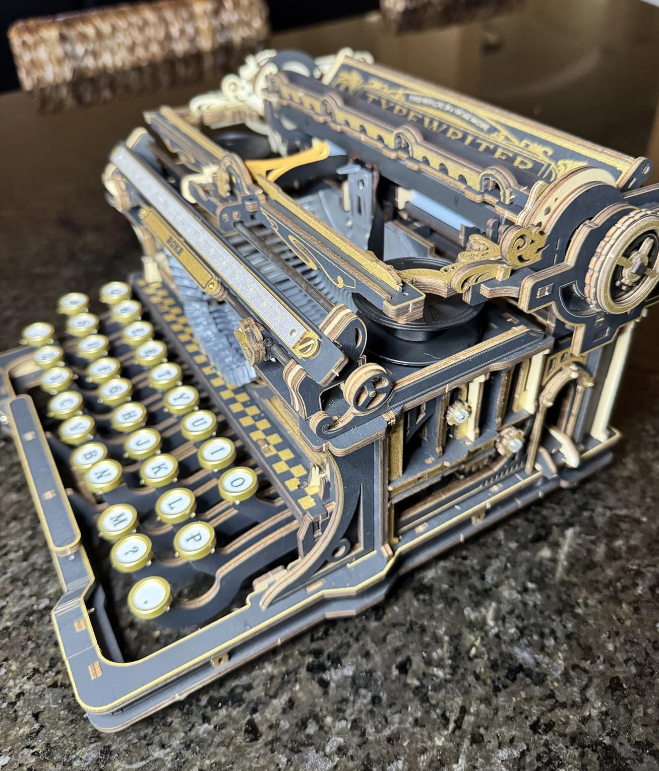 Mechanical Typewriter 3D Wooden Puzzle for Adults- Vintage Model Kit, No Glue, 324 PCS, 12H Assembly, Building Project, Retro Desk Home Decor, Unique Gifts for Writers (Classic Version) customer photo 2