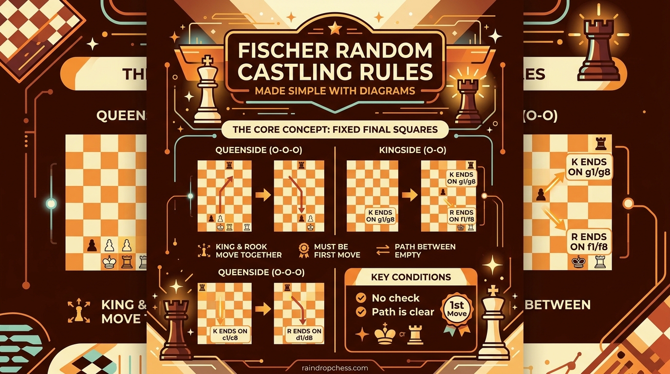Fischer Random Castling Rules Made Simple With Diagrams