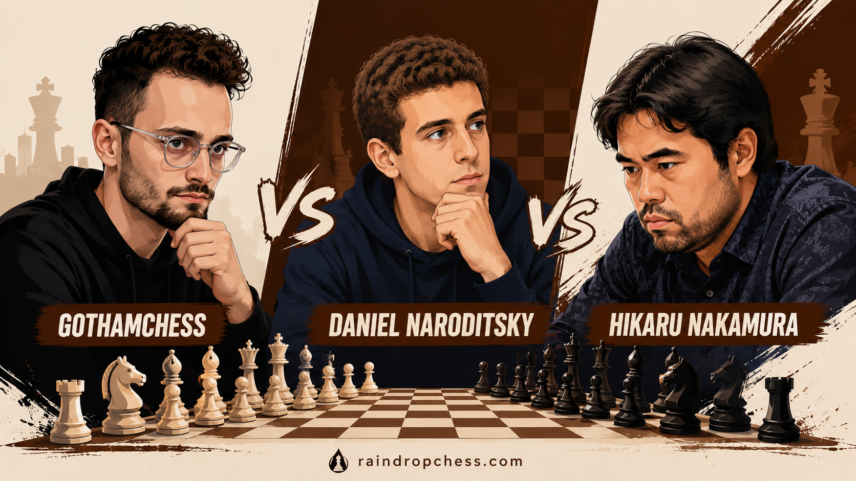 GothamChess vs Daniel Naroditsky vs Hikaru