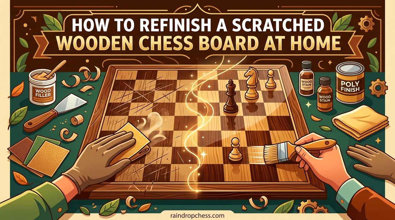 How to Refinish a Scratched Wooden Chess Board at Home