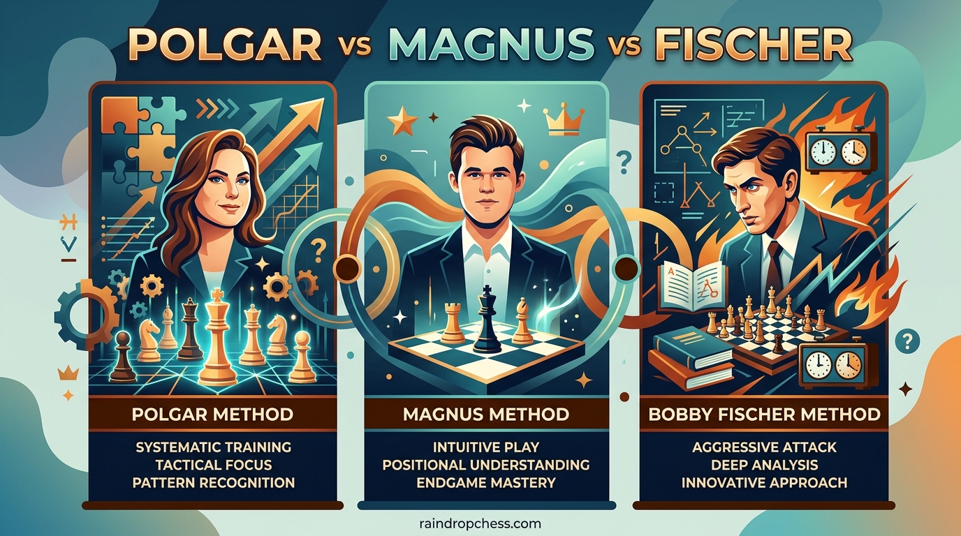 Polgar Method vs Magnus Method vs Bobby Fischer Method