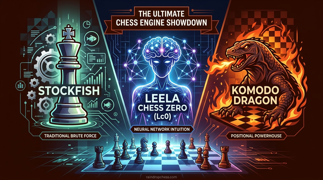 Stockfish vs Leela Chess Zero vs Komodo Dragon