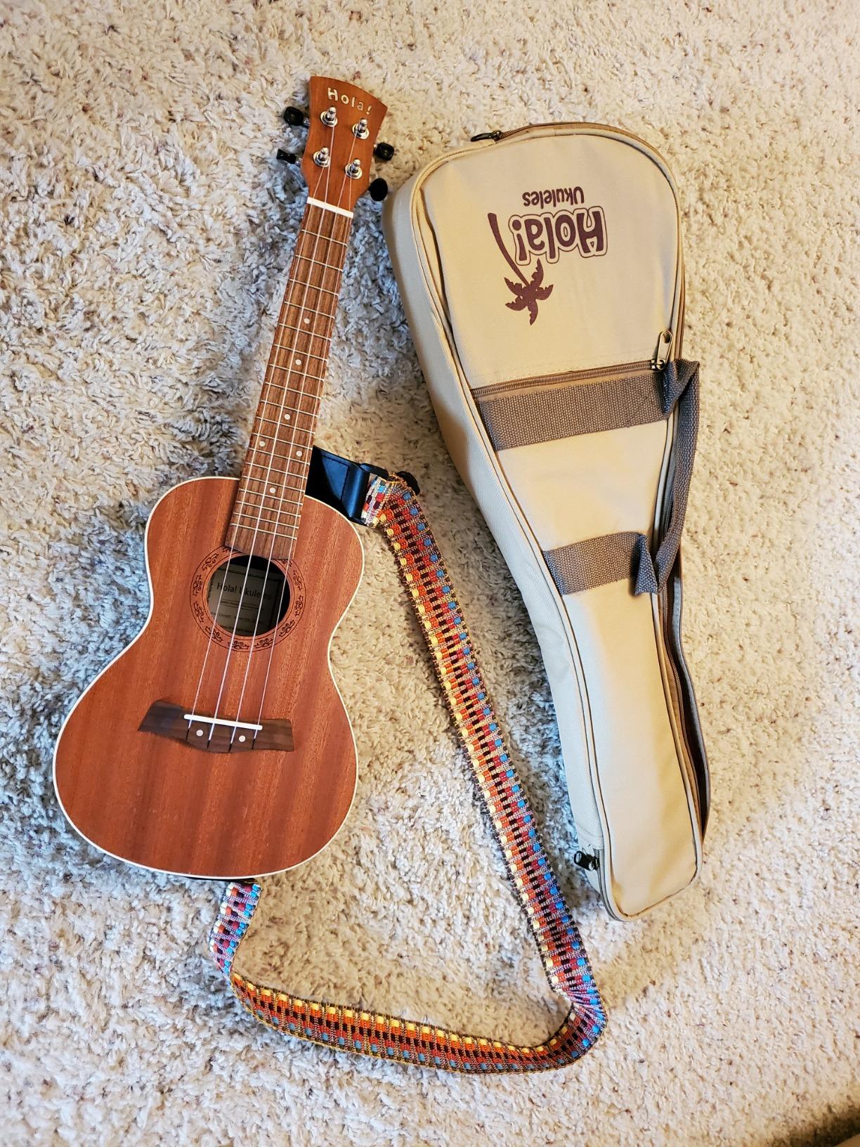 Concert Ukulele Bundle, Deluxe Series by Hola! Music (Model HM-124MG+), Bundle Includes: 24 Inch Mahogany Ukulele with Aquila Nylgut Strings Installed, Padded Gig Bag, Strap and Picks customer photo 2